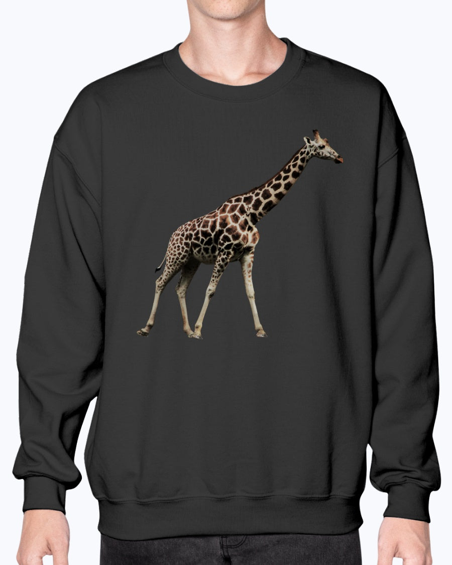 Giraffe's stride, Moss Apparel, Animal Lover Gift, Nature, Unisex Casual Wear, Wild Animal, Unisex Crewneck Sweatshirt