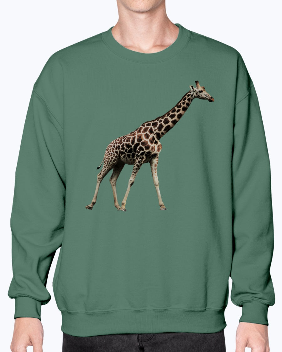Giraffe's stride, Moss Apparel, Animal Lover Gift, Nature, Unisex Casual Wear, Wild Animal, Unisex Crewneck Sweatshirt
